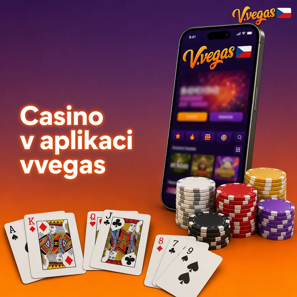 Casino sekce v aplikaci vvegas s automaty, živými stoly a denními turnaji o peníze