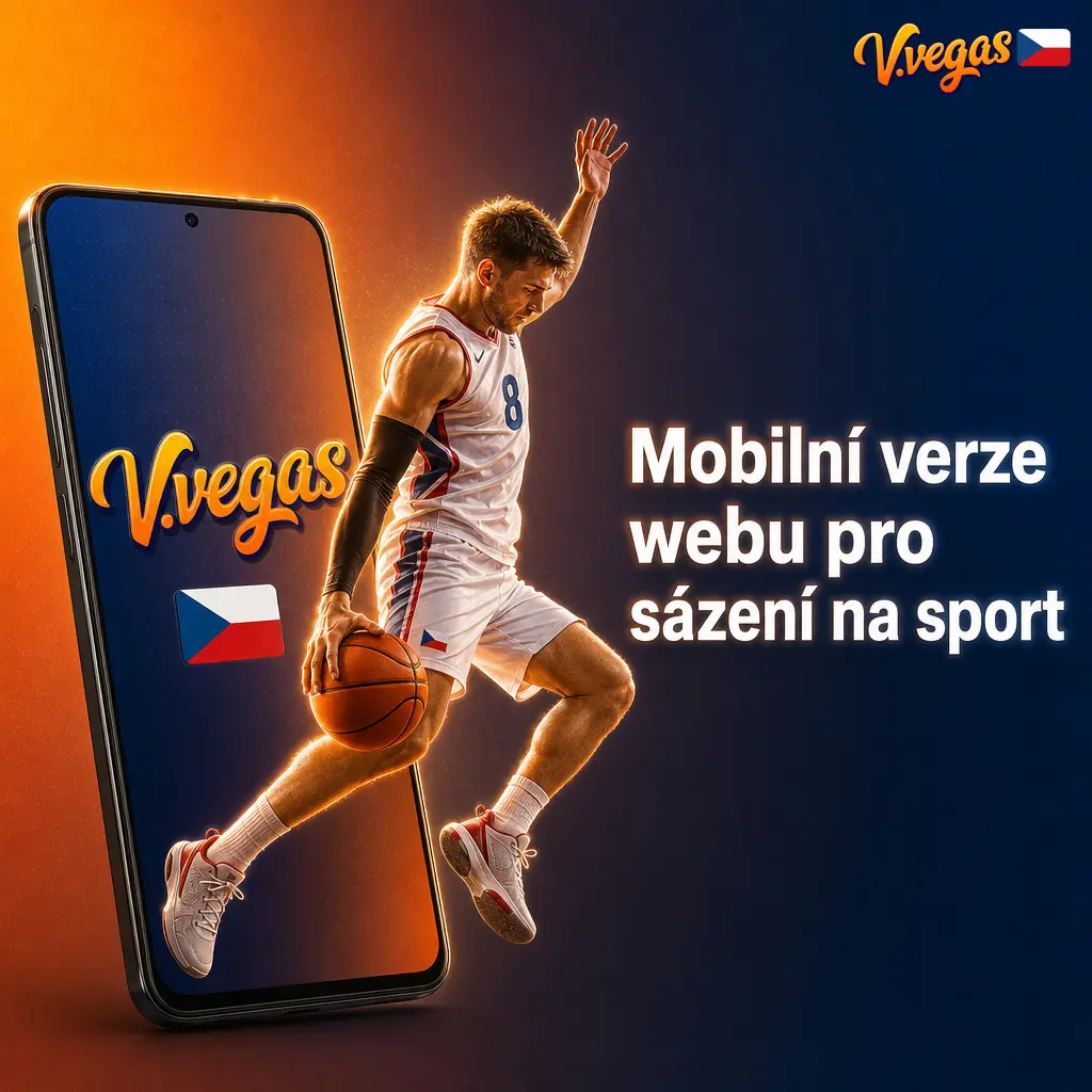 Mobilní verze webu Vvegas pro sázení na sport v prohlížeči s přizpůsobeným rozhraním a živými kurzy